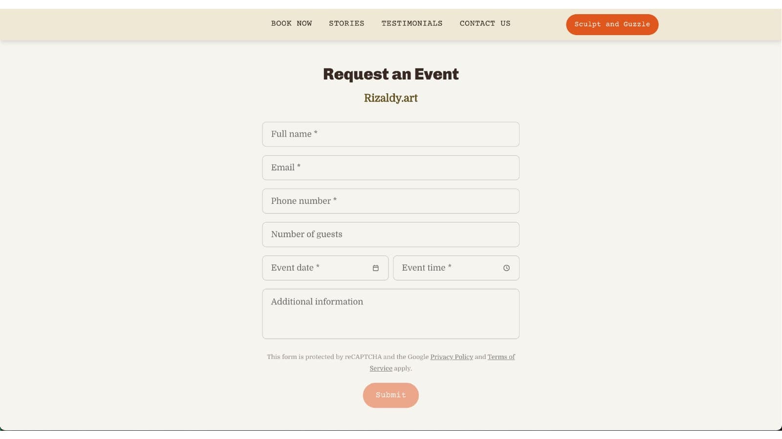 Rizaldy Art website — screen